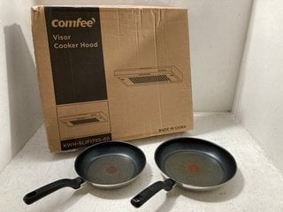 COMFEE VISOR COOKER HOOD TO INCLUDE 2 X TEFAL STAINLESS STEEL FRYING PANS: LOCATION - BR16