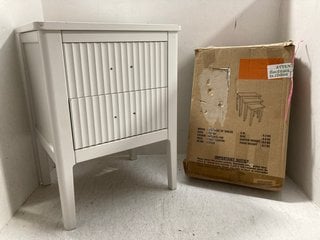 WHITE 2 DRAW BEDSIDE TABLE TO INCLUDE CLEO NEST OF TABLES: LOCATION - BR17