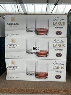 3 X CRYSTAL BOHEMIA COLLECTION LAZARUS SET OF 6 DRINKS TUMBLERS IN CLEAR FINISH: LOCATION - BR2