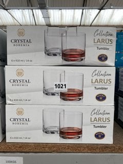 3 X CRYSTAL BOHEMIA COLLECTION LAZARUS SET OF 6 DRINKS TUMBLERS IN CLEAR FINISH: LOCATION - BR2