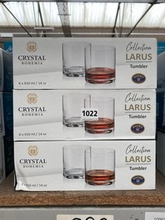 3 X CRYSTAL BOHEMIA COLLECTION LAZARUS SET OF 6 DRINKS TUMBLERS IN CLEAR FINISH: LOCATION - BR2