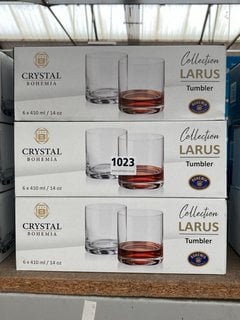 3 X CRYSTAL BOHEMIA COLLECTION LAZARUS SET OF 6 DRINKS TUMBLERS IN CLEAR FINISH: LOCATION - BR2