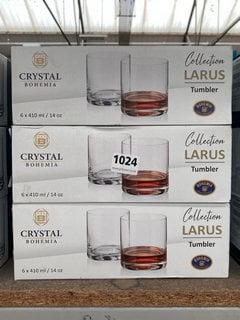 3 X CRYSTAL BOHEMIA COLLECTION LAZARUS SET OF 6 DRINKS TUMBLERS IN CLEAR FINISH: LOCATION - BR2