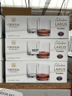 3 X CRYSTAL BOHEMIA COLLECTION LAZARUS SET OF 6 DRINKS TUMBLERS IN CLEAR FINISH: LOCATION - BR3