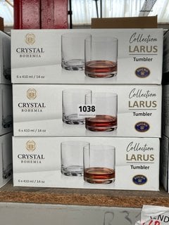 3 X CRYSTAL BOHEMIA COLLECTION LAZARUS SET OF 6 DRINKS TUMBLERS IN CLEAR FINISH: LOCATION - BR3