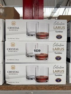 3 X CRYSTAL BOHEMIA COLLECTION LAZARUS SET OF 6 DRINKS TUMBLERS IN CLEAR FINISH: LOCATION - BR3