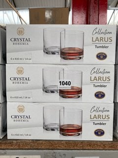 3 X CRYSTAL BOHEMIA COLLECTION LAZARUS SET OF 6 DRINKS TUMBLERS IN CLEAR FINISH: LOCATION - BR3