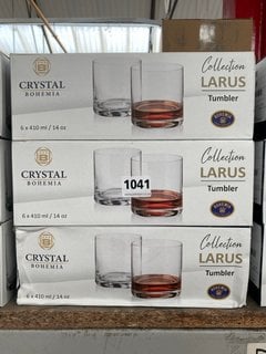 3 X CRYSTAL BOHEMIA COLLECTION LAZARUS SET OF 6 DRINKS TUMBLERS IN CLEAR FINISH: LOCATION - BR3