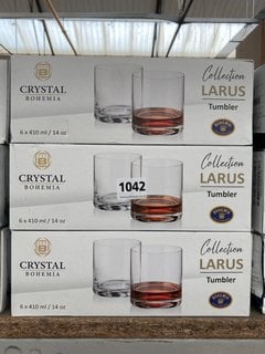 3 X CRYSTAL BOHEMIA COLLECTION LAZARUS SET OF 6 DRINKS TUMBLERS IN CLEAR FINISH: LOCATION - BR3