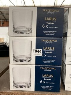 3 X CRYSTAL BOHEMIA COLLECTION LAZARUS SET OF 6 DRINKS TUMBLERS IN CLEAR FINISH: LOCATION - BR3