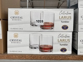 2 X CRYSTAL BOHEMIA COLLECTION LAZARUS SET OF 6 DRINKS TUMBLERS IN CLEAR FINISH: LOCATION - BR4