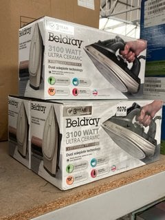 3 X BELDRAY 3100W ULTRA CERAMIC STEAM IRONS: LOCATION - BR5