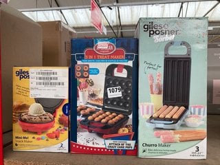 3 X ASSORTED SMALL KITCHEN APPLIANCES TO INCLUDE GILES & POSNER SORBET CHURRO MAKER: LOCATION - BR5