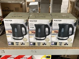 3 X ASSORTED SALTER KITCHEN KETTLES TO INCLUDE DECO KETTLE IN BLACK: LOCATION - CR3