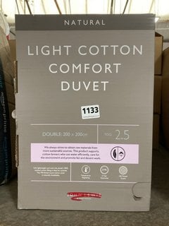 JOHN LEWIS & PARTNERS NATURAL LIGHT COTTON COMFORT DOUBLE DUVET : 2.5 TOG: LOCATION - CR4