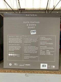 JOHN LEWIS & PARTNERS NATURAL DUCK FEATHER & DOWN KING SIZE DUVET : 4.5 TOG - RRP £195: LOCATION - CR5