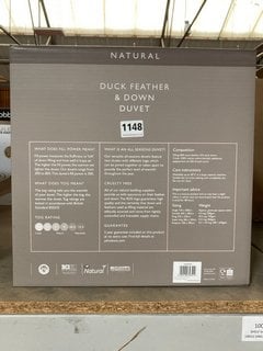 JOHN LEWIS & PARTNERS NATURAL DUCK FEATHER & DOWN KING SIZE DUVET : 4.5 TOG - RRP £195: LOCATION - CR5