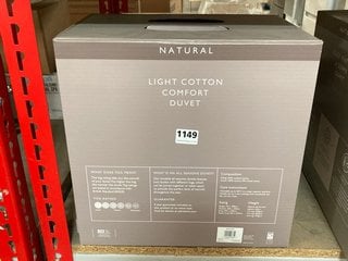 JOHN LEWIS & PARTNERS NATURAL LIGHT COTTON COMFORT SINGLE DUVET : 4.5 TOG: LOCATION - CR5