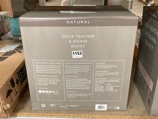 JOHN LEWIS & PARTNERS NATURAL DUCK FEATHER & DOWN DOUBLE DUVET : 13.5 TOG: LOCATION - CR5