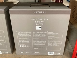 JOHN LEWIS & PARTNERS NATURAL DUCK FEATHER & DOWN KING SIZE DUVET : 4.5 TOG - RRP £195: LOCATION - CR5