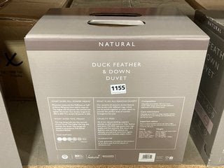 JOHN LEWIS & PARTNERS NATURAL DUCK FEATHER & DOWN KING SIZE DUVET : 4.5 TOG - RRP £195: LOCATION - CR5