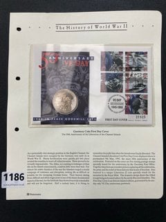 A COMMEMORATIVE FIRST DAY COIN COVER : THE HISTORY OF WORLD WAR TWO £2 COIN: LOCATION - CR8