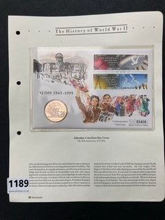 A COMMEMORATIVE FIRST DAY COIN COVER : THE HISTORY OF WORLD WAR TWO £5 COIN: LOCATION - CR8