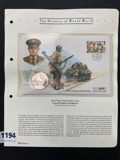 A COMMEMORATIVE FIRST DAY COIN COVER : THE HISTORY OF WORLD WAR TWO, ONE CROWN: LOCATION - CR8