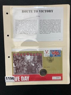 A COMMEMORATIVE FIRST DAY COIN COVER : THE HISTORY OF WORLD WAR TWO £2 COIN: LOCATION - CR8