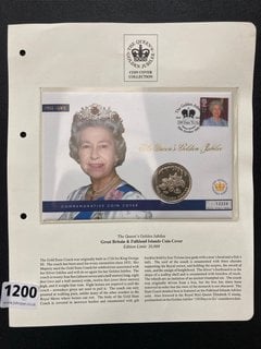 QUEEN ELIZABETH II GOLDEN JUBILEE COMMEMORATIVE FIFTY PENCE FIRST DAY COIN COVER: LOCATION - CR8