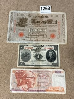 EARLY BANKNOTES TO INCLUDE A 19120 GERMAN 100 MARK NOTE: LOCATION - CR9