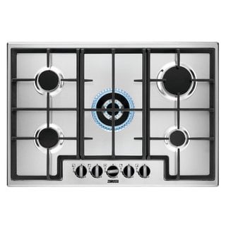 ZANUSSI 75CM FIVE BURNER GAS HOB: MODEL ZGNN755X - RRP £309: LOCATION - B7