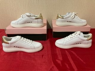 KATE SPADE LIFT NAPPA TRAINERS IN OPTIC WHITE/PALE GOLD - UK SIZE 7.5 TO INCLUDE KATE SPADE LIFT NAPPA TRAINERS IN OPTIC WHITE/PALE GOLD - UK SIZE 8.5 - COMBINED RRP £280: LOCATION - LUXURY