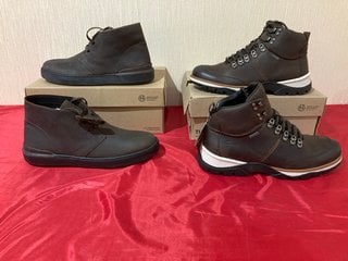 CLARKS COURT LITE DESERT BOOTS IN DARK BROWN - UK SIZE 9 TO INCLUDE CLARKS TOPTON PINE GTX BOOTS IN DARK BROWN LEATHER - UK SIZE 8 - COMBINED RRP £260: LOCATION - LUXURY