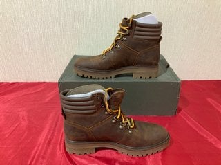 TIMBERLAND WOMENS LONDON SQUARE MID HIKER BOOTS IN MID BROWN FULL GRAIN - UK SIZE 4.5 - RRP £150: LOCATION - LUXURY