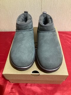 UGG WOMENS CLASSIC ULTRA MINI SHINE BOOTS IN CHARCOAL - UK SIZE 5 - RRP £145: LOCATION - LUXURY