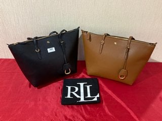 RALPH LAUREN KEATON 26 TOTE BAG IN BLACK TO INCLUDE RALPH LAUREN KEATON 26 TOTE BAG IN BROWN - COMBINED RRP £258: LOCATION - LUXURY