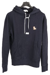 MAISON KITSUNE CHILLAX PATCH REGULAR COTTON HOODIE IN NAVY - UK SIZE LARGE - RRP £185: LOCATION - LUXURY