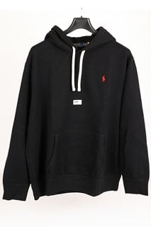 RALPH LAUREN MENS LOGO COTTON JERSEY HOODIE IN BLACK - UK SIZE X-LARGE - RRP £169: LOCATION - LUXURY