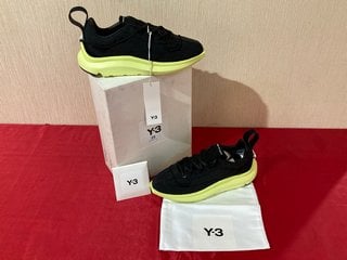 Y-3 ADIDAS X YOHJI YAMAMOTO SHIKU RUN BLACK FROZEN YELLOW TRAINERS - UK SIZE 8 - RRP £299: LOCATION - LUXURY