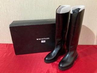 WHISTLES HADLOW KNEE HIGH RIDING BOOTS IN BLACK - UK SIZE 3 - RRP £249: LOCATION - LUXURY