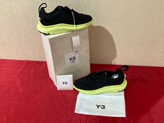 Y-3 ADIDAS X YOHJI YAMAMOTO SHIKU RUN BLACK FROZEN YELLOW TRAINERS - UK SIZE 8 - RRP £299: LOCATION - LUXURY