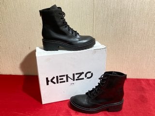 KENZO PIKE COW LEATHER LACE UP BOOTS IN BLACK - UK SIZE 6 - RRP £365: LOCATION - LUXURY