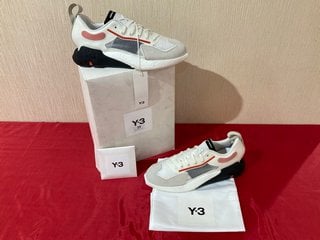 Y-3 ADIDAS X YOHJI YAMAMOTO ORISAN WHITE BOLD ORANGE TRAINERS - UK SIZE 10 - RRP £225: LOCATION - LUXURY