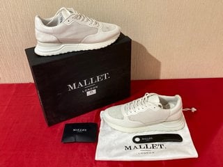 MALLET LONDON POPHAM TRAINERS IN WHITE CHROME - UK SIZE 10 - RRP £185: LOCATION - LUXURY