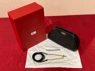 FERRAGAMO WOMENS GRANCINO SOFT LEATHER MINI BAG IN BLACK - ORIGINAL RRP £795: LOCATION - LUXURY