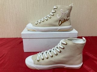 SEE BY CHLOE SB37112A ARYANA SNEAKERS IN FABRIC DENIM BEIGE - UK SIZE 5 - RRP £206: LOCATION - LUXURY