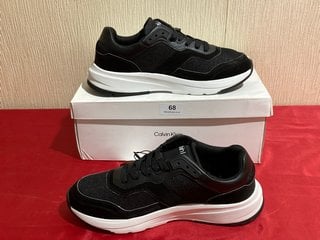 CALVIN KLEIN LOW TOP LACE UP MIX TRAINERS IN BLACK - UK SIZE 8 - RRP £130: LOCATION - LUXURY