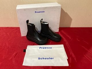 PROENZA SCHOULER PS38006A STOMP LEATHER CHELSEA BOOTS IN BLACK - UK SIZE 4 - RRP £720: LOCATION - LUXURY