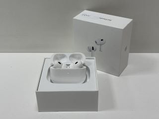 APPLE AIRPODS PRO (2ND GEN) WITH MAGSAFE CHARGING CASE WIRELESS EAR BUDS IN WHITE: MODEL NO A2968 A2699 A2700 (WITH BOX & ALL ACCESSORIES, MINOR COSMETIC IMPERFECTIONS) [JPTM126730]. THIS PRODUCT IS